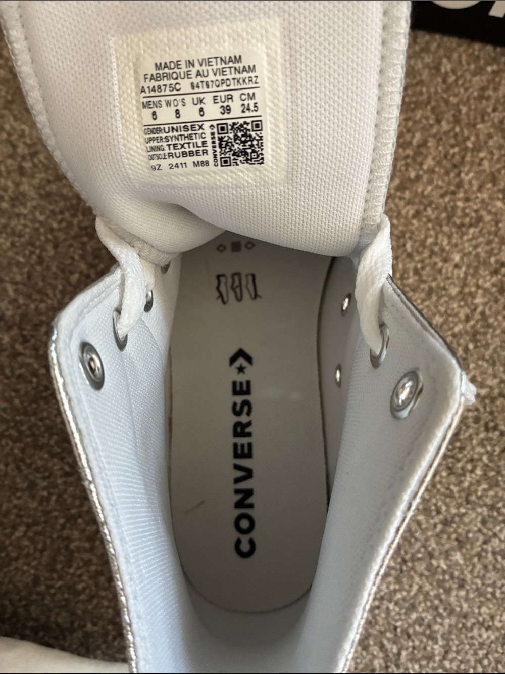 Converse Metallic Silver High Top Sneakers - Picture 4 of 6